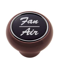 (CARD) WOOD DELUXE DASH KNOB W/ ALUMINUM "FAN/AIR" STICKER - BLACK
