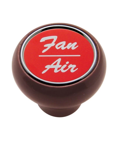 (CARD) WOOD DELUXE DASH KNOB W/ ALUMINUM "FAN/AIR" STICKER - RED (CARD) WOOD DELUXE DASH KNOB W/ ALUMINUM "FAN/AIR" STICKER - RED