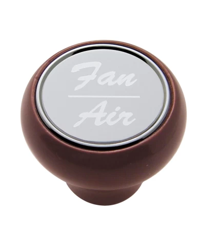 (CARD) WOOD DELUXE DASH KNOB W/ ALUMINUM "FAN/AIR" STICKER - SILVER (CARD) WOOD DELUXE DASH KNOB W/ ALUMINUM "FAN/AIR" STICKER - SILVER