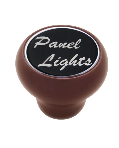 (CARD) WOOD DELUXE DASH KNOB W/ ALUMINUM "PANEL LIGHTS" STICKER - BLACK (CARD) WOOD DELUXE DASH KNOB W/ ALUMINUM "PANEL LIGHTS" STICKER - BLACK