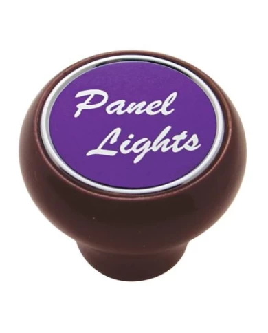 (CARD) WOOD DELUXE DASH KNOB W/ ALUMINUM "PANEL LIGHTS" STICKER - PURPLE (CARD) WOOD DELUXE DASH KNOB W/ ALUMINUM "PANEL LIGHTS" STICKER - PURPLE