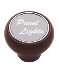 (CARD) WOOD DELUXE DASH KNOB W/ ALUMINUM "PANEL LIGHTS" STICKER - SILVER