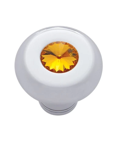 (CARD) CHROME ALUMINUM DASH KNOB W/ DIAMOND - AMBER (CARD) CHROME ALUMINUM DASH KNOB W/ DIAMOND - AMBER