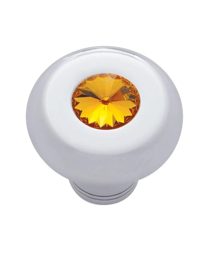 (CARD) CHROME ALUMINUM DASH KNOB W/ DIAMOND - AMBER (CARD) CHROME ALUMINUM DASH KNOB W/ DIAMOND - AMBER