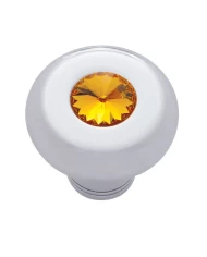 (CARD) CHROME ALUMINUM DASH KNOB W/ DIAMOND - AMBER