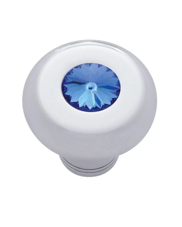 (CARD) CHROME ALUMINUM DASH KNOB W/ DIAMOND - BLUE (CARD) CHROME ALUMINUM DASH KNOB W/ DIAMOND - BLUE