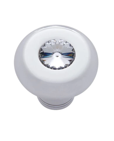 (CARD) CHROME ALUMINUM DASH KNOB W/ DIAMOND - CLEAR (CARD) CHROME ALUMINUM DASH KNOB W/ DIAMOND - CLEAR