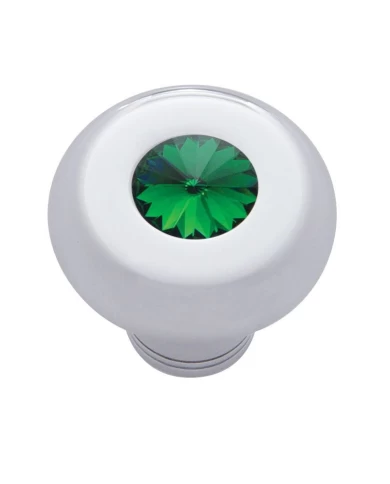 (CARD) CHROME ALUMINUM DASH KNOB W/ DIAMOND - GREEN (CARD) CHROME ALUMINUM DASH KNOB W/ DIAMOND - GREEN