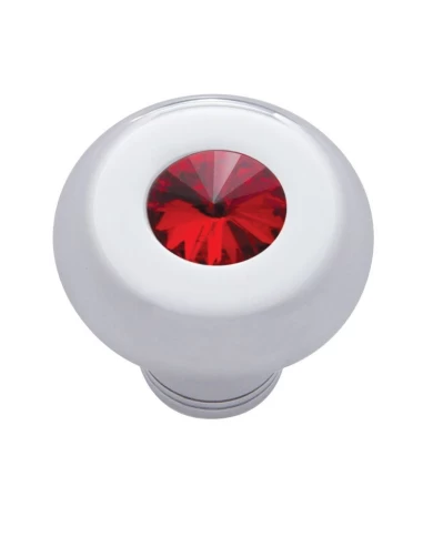(CARD) CHROME ALUMINUM DASH KNOB W/ DIAMOND - RED (CARD) CHROME ALUMINUM DASH KNOB W/ DIAMOND - RED