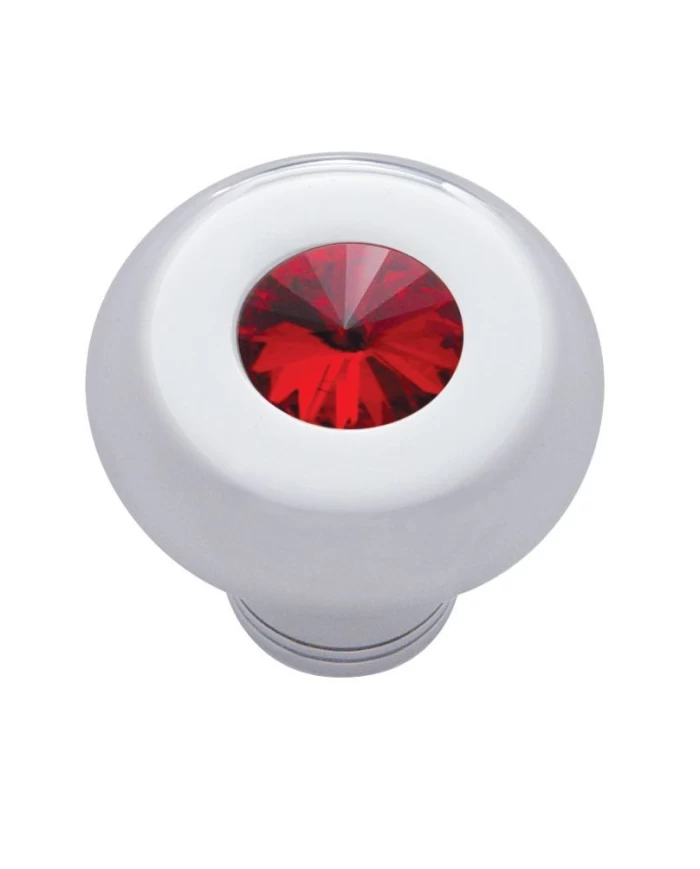 (CARD) CHROME ALUMINUM DASH KNOB W/ DIAMOND - RED
