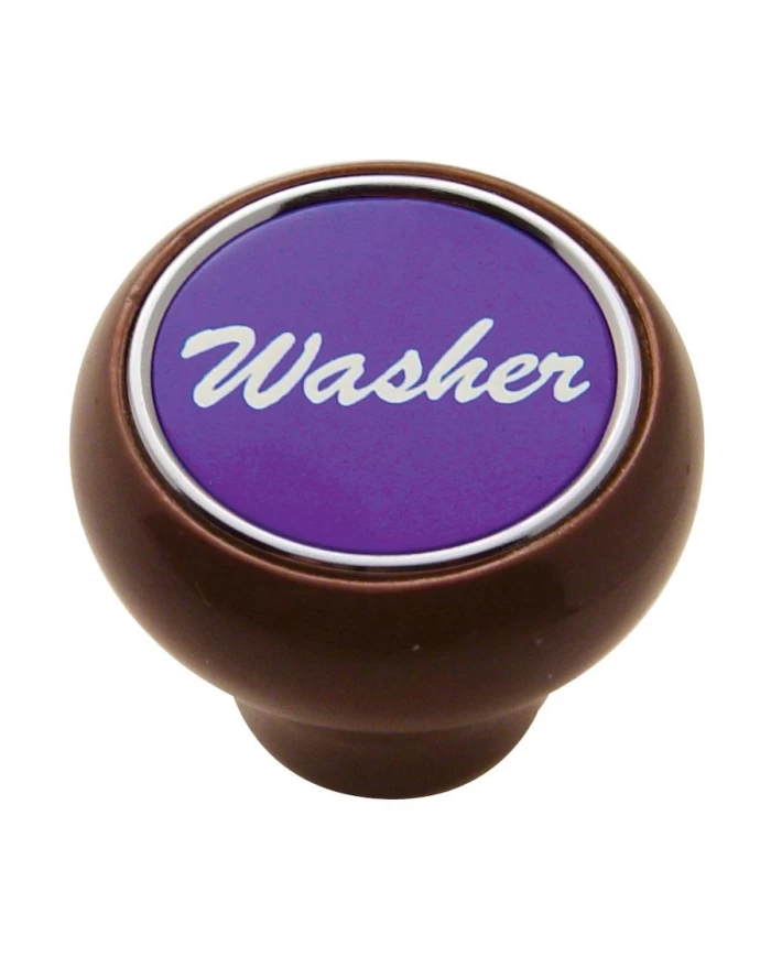 (CARD) WOOD DELUXE DASH KNOB W/ ALUMINUM "WASHER" STICKER - PURPLE (CARD) WOOD DELUXE DASH KNOB W/ ALUMINUM "WASHER" STICKER - PURPLE