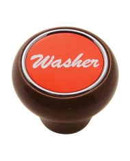 (CARD) WOOD DELUXE DASH KNOB W/ ALUMINUM "WASHER" STICKER - RED (CARD) WOOD DELUXE DASH KNOB W/ ALUMINUM "WASHER" STICKER - RED