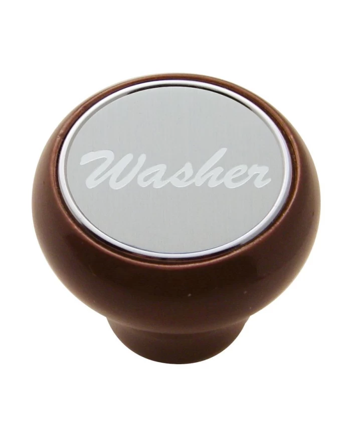 (CARD) WOOD DELUXE DASH KNOB W/ ALUMINUM "WASHER" STICKER - SILVER (CARD) WOOD DELUXE DASH KNOB W/ ALUMINUM "WASHER" STICKER - SILVER