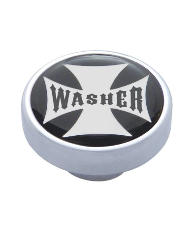(CARD) CHROME DASH KNOB W/ GLOSSY "WASHER" MALTESE CROSS STICKER - BLACK (CARD) CHROME DASH KNOB W/ GLOSSY "WASHER" MALTESE CROSS STICKER - BLACK