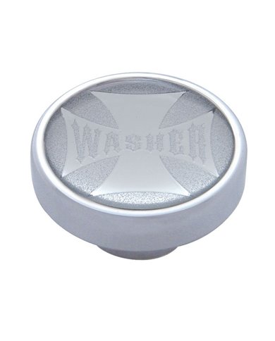 (CARD) CHROME DASH KNOB W/ GLOSSY "WASHER" MALTESE CROSS STICKER - SILVER (CARD) CHROME DASH KNOB W/ GLOSSY "WASHER" MALTESE CROSS STICKER - SILVER