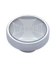 (CARD) CHROME DASH KNOB W/ GLOSSY "WASHER" MALTESE CROSS STICKER - SILVER