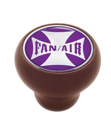 (CARD) WOOD DELUXE KNOB W/ GLOSSY "FAN/AIR" MALTESE CROSS STICKER - PURPLE (CARD) WOOD DELUXE KNOB W/ GLOSSY "FAN/AIR" MALTESE CROSS STICKER - PURPLE