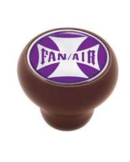 (CARD) WOOD DELUXE KNOB W/ GLOSSY "FAN/AIR" MALTESE CROSS STICKER - PURPLE