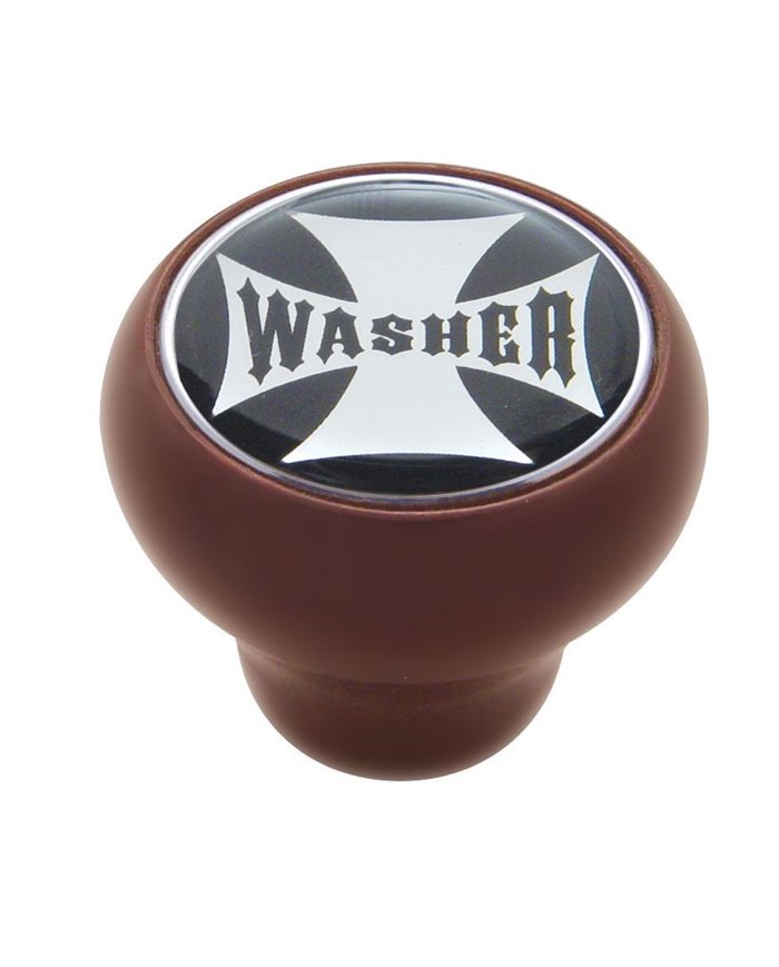 (CARD) WOOD DELUXE KNOB W/ GLOSSY "WASHER" MALTESE CROSS STICKER - BLACK