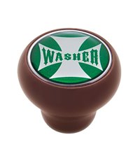(CARD) WOOD DELUXE KNOB W/ GLOSSY "WASHER" MALTESE CROSS STICKER - GREEN