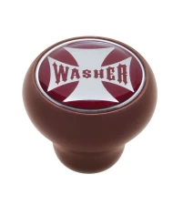 (CARD) WOOD DELUXE KNOB W/ GLOSSY "WASHER" MALTESE CROSS STICKER - RED (CARD) WOOD DELUXE KNOB W/ GLOSSY "WASHER" MALTESE CROSS STICKER - RED