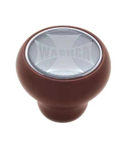 (CARD) WOOD DELUXE KNOB W/ GLOSSY "WASHER" MALTESE CROSS STICKER - SILVER (CARD) WOOD DELUXE KNOB W/ GLOSSY "WASHER" MALTESE CROSS STICKER - SILVER