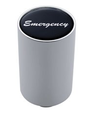 (CARD) CHROME ALUMINUM 3" AIR VALVE KNOB W/ GLOSSY "EMERGENCY" STICKER - BLACK