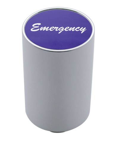 (CARD) CHROME ALUMINUM 3" AIR VALVE KNOB W/ GLOSSY "EMERGENCY" STICKER - PURPLE (CARD) CHROME ALUMINUM 3" AIR VALVE KNOB W/ GLOSSY "EMERGENCY" STICKER - PURPLE