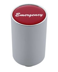 (CARD) CHROME ALUMINUM 3" AIR VALVE KNOB W/ GLOSSY "EMERGENCY" STICKER - RED