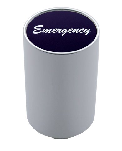 (CARD) CHROME ALUMINUM 3" AIR VALVE KNOB W/ ALUMINUM "EMERGENCY" STICKER - BLACK (CARD) CHROME ALUMINUM 3" AIR VALVE KNOB W/ ALUMINUM "EMERGENCY" STICKER - BLACK