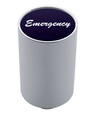 (CARD) CHROME ALUMINUM 3" AIR VALVE KNOB W/ ALUMINUM "EMERGENCY" STICKER - BLACK