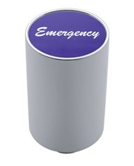 (CARD) CHROME ALUMINUM 3" AIR VALVE KNOB W/ ALUMINUM "EMERGENCY" STICKER - PURPLE