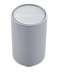 (CARD) CHROME ALUMINUM 3" AIR VALVE KNOB W/ ALUMINUM "EMERGENCY" STICKER - SILVER