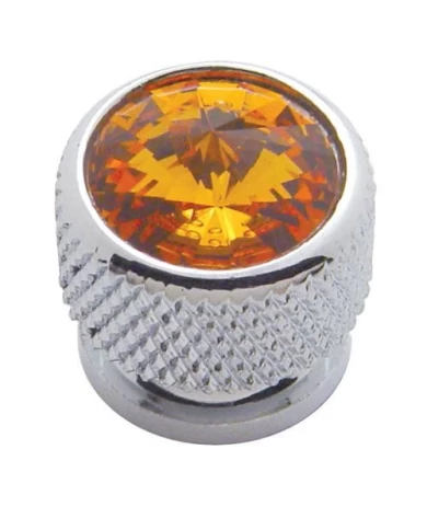 (4/CARD) CHROME BOLT HEAD W/ DIAMOND - AMBER (4/CARD) CHROME BOLT HEAD W/ DIAMOND - AMBER