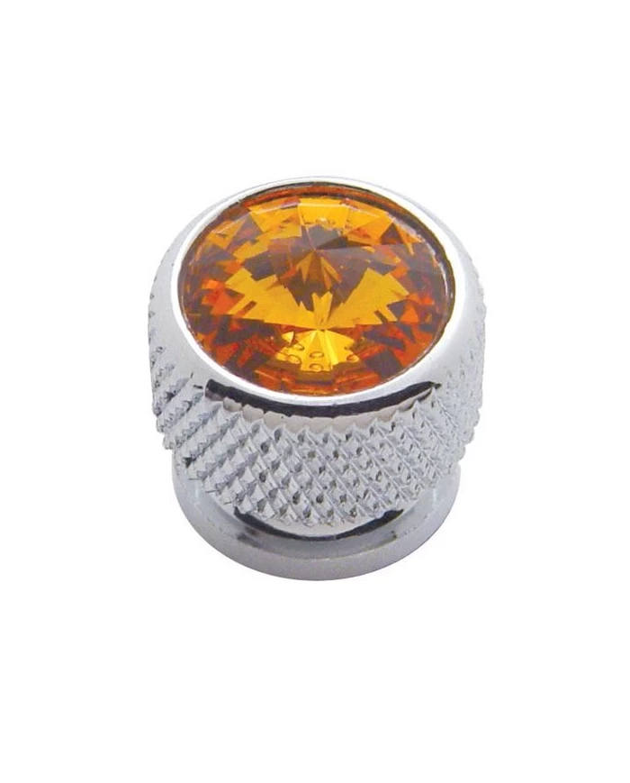 (4/CARD) CHROME BOLT HEAD W/ DIAMOND - AMBER