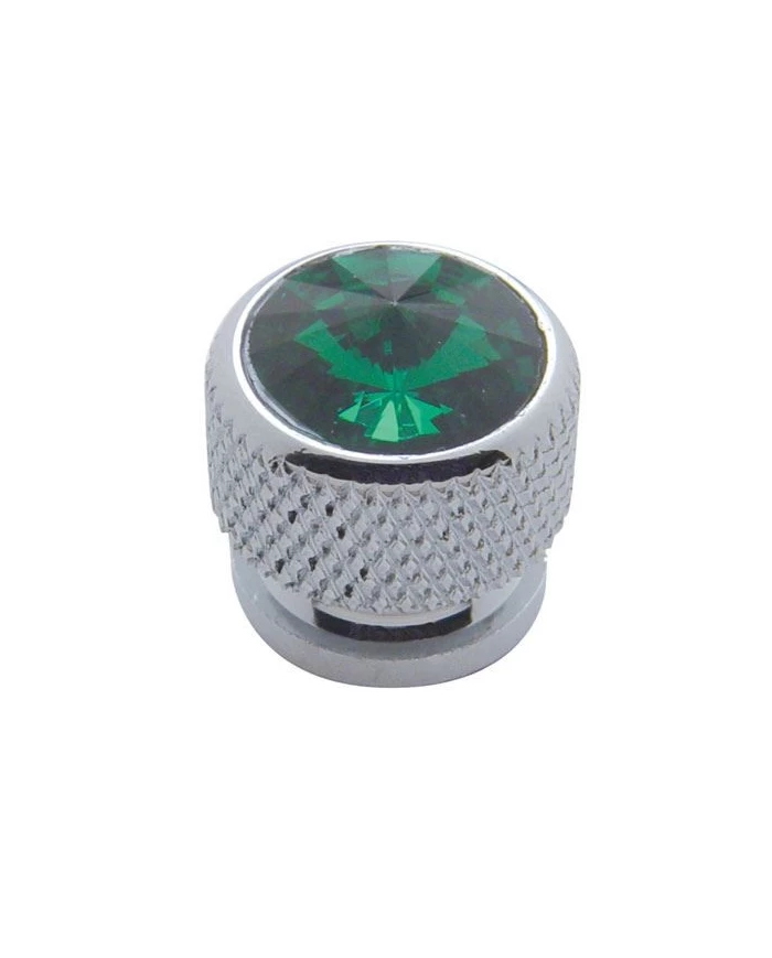 (4/CARD) CHROME BOLT HEAD W/ DIAMOND - GREEN (4/CARD) CHROME BOLT HEAD W/ DIAMOND - GREEN