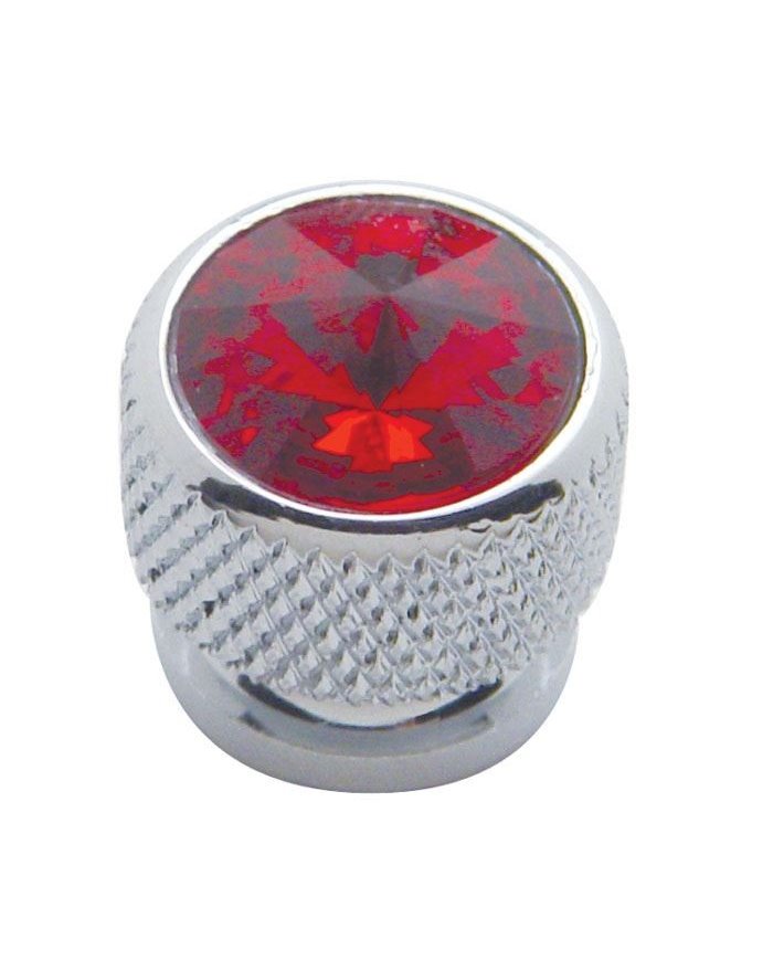 (4/CARD) CHROME BOLT HEAD W/ DIAMOND - RED (4/CARD) CHROME BOLT HEAD W/ DIAMOND - RED