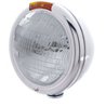 UP30373-Stainless Steel Classic Headlight 6014 Bulb & Turn Signal - Amber Lens