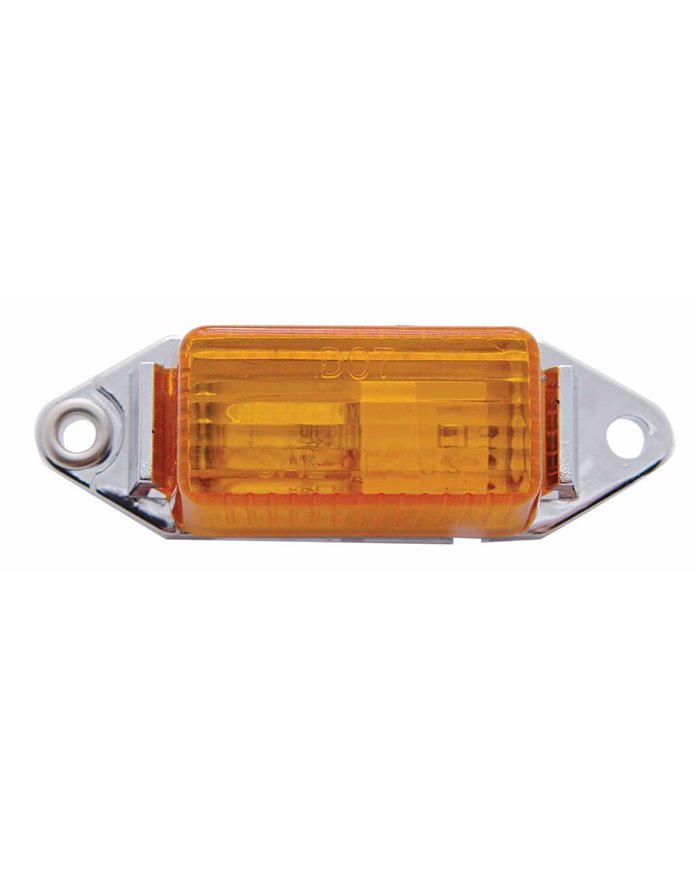 *(BULK) SNAP SEAL RECTANGULAR CLEARANCE/MARKER LIGHT W/ CHROME BASE - AMBER