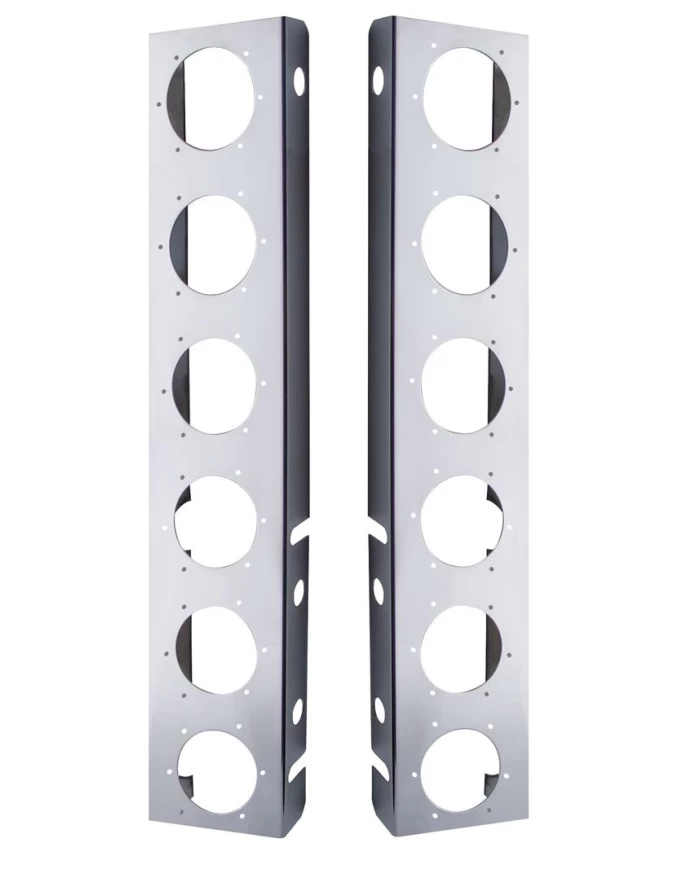 (2/BULK) STAINLESS STEEL PETERBILT AIR CLEANER BRACKET W/ TWELVE 2" LIGHT CUTOUTS (2/BULK) STAINLESS STEEL PETERBILT AIR CLEANER BRACKET W/ TWELVE 2" LIGHT CUTOUTS