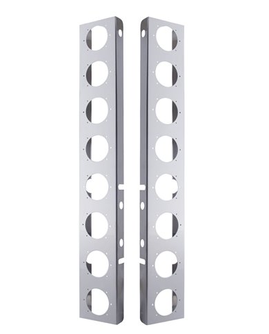 (2/BULK) STAINLESS STEEL PETERBILT AIR CLEANER BRACKET W/ SIXTEEN 2" LIGHT CUTOUTS (2/BULK) STAINLESS STEEL PETERBILT AIR CLEANER BRACKET W/ SIXTEEN 2" LIGHT CUTOUTS