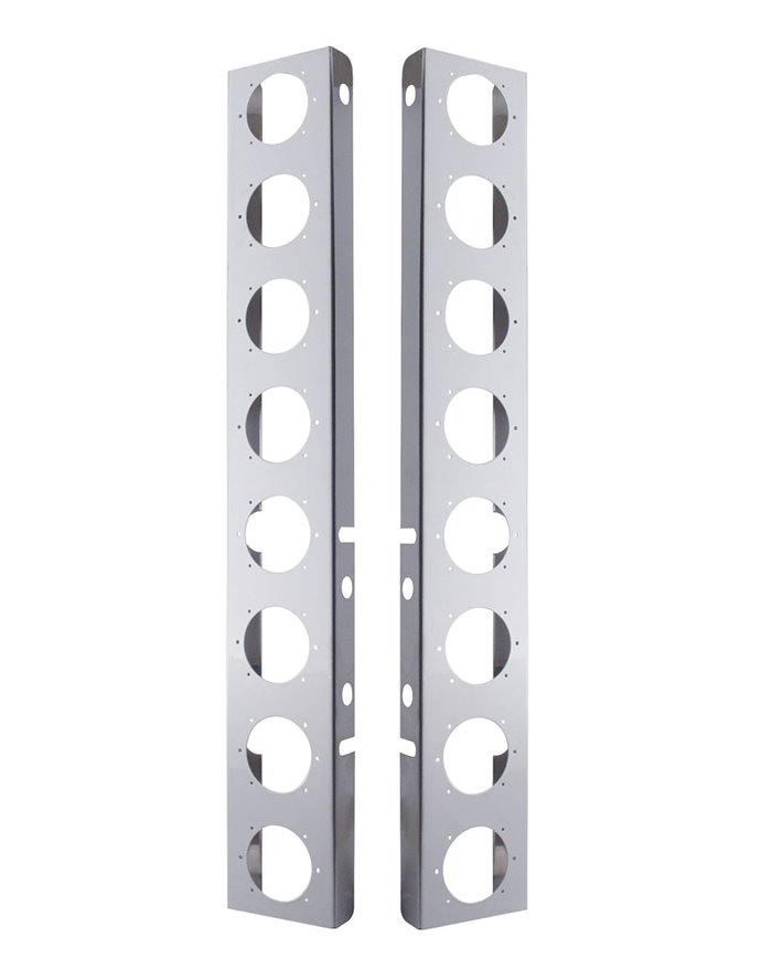 (2/BULK) STAINLESS STEEL PETERBILT AIR CLEANER BRACKET W/ SIXTEEN 2" LIGHT CUTOUTS