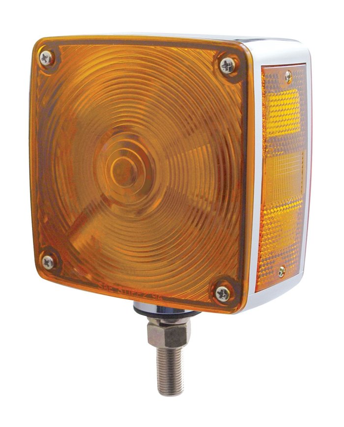 (BOX) CR. SQUARE DOUBLE FACE INCAND. TURN SIGNAL LIGHT W/ SIDE MARKER & REFLECTOR LIGHT - SIGNAL STUD