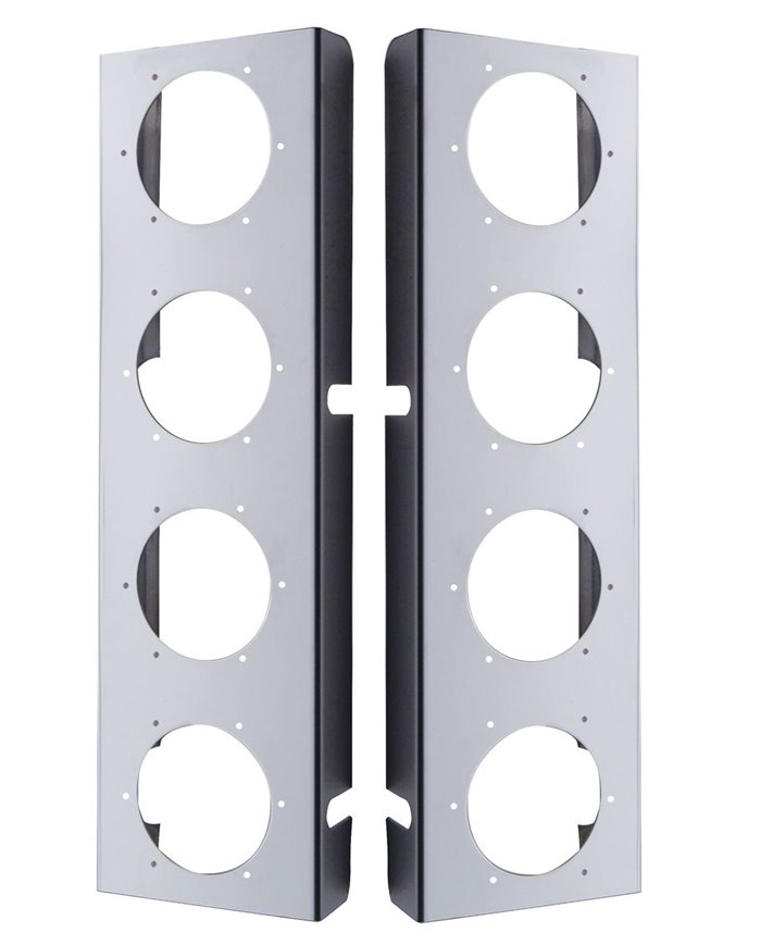 (2/BULK) STAINLESS STEEL PETERBILT AIR CLEANER LIGHT BRACKET W/ EIGHT 2" LIGHT CUTOUTS