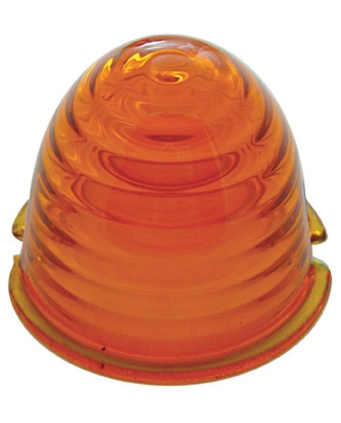 (BULK) BEEHIVE GLASS CAB LIGHT LENS - AMBER