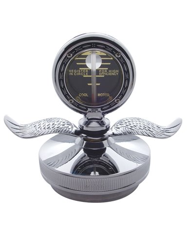 (BOX) CHROME ALUMINUM MOTOMETER BOYCE W/ BASE & CHROME WINGS