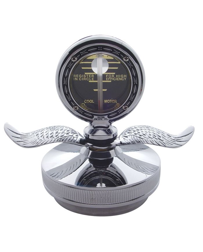 (BOX) CHROME ALUMINUM MOTOMETER BOYCE W/ BASE & CHROME WINGS (BOX) CHROME ALUMINUM MOTOMETER BOYCE W/ BASE & CHROME WINGS