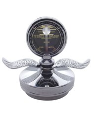 (BOX) CHROME ALUMINUM MOTOMETER BOYCE W/ BASE & CHROME WINGS