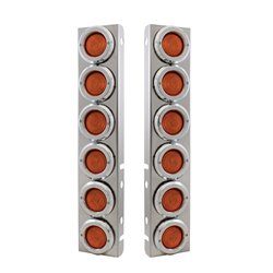 UP30778-Stainless Front Air Cleaner Bracket With 12X 2" Flat Lights & Bezels For Peterbilt