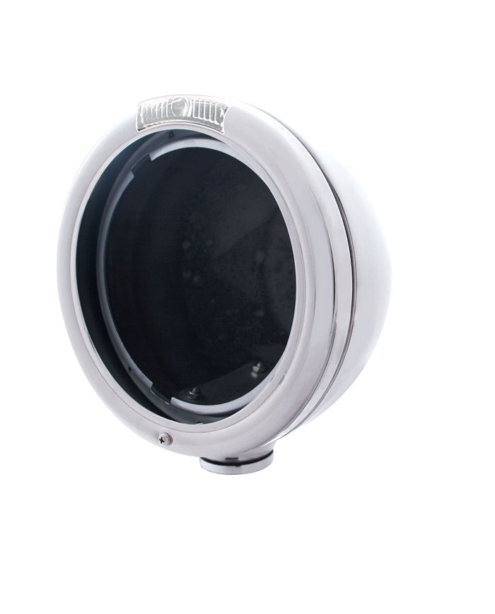 (BOX) STAINLESS STEEL PETERBILT "CLASSIC" HEADLIGHT W/ SIGNAL LIGHT - CLEAR LENS